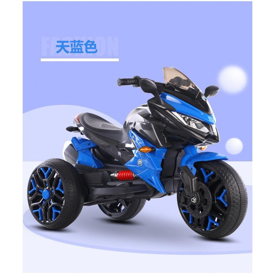 Xe máy điện moto 3 bánh trẻ em BNM 5188 đồ chơi đạp ga 2 động cơ (Đỏ-Trắng-Xanh-Vàng