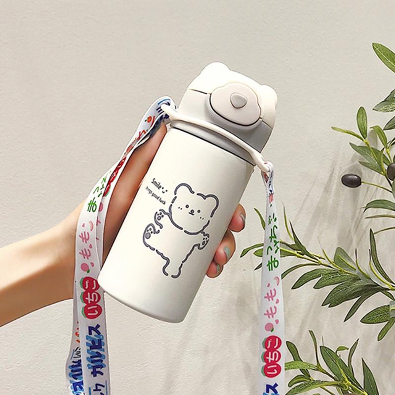 350Ml/450Ml Hoạt Hình Bình Giữ Nhiệt Cốc Tập Uống Có Ống Hút Đôi Thép Không Gỉ Trẻ Em Hút Chân Không Bình Dễ Thương Nhiệt Nước tumbler