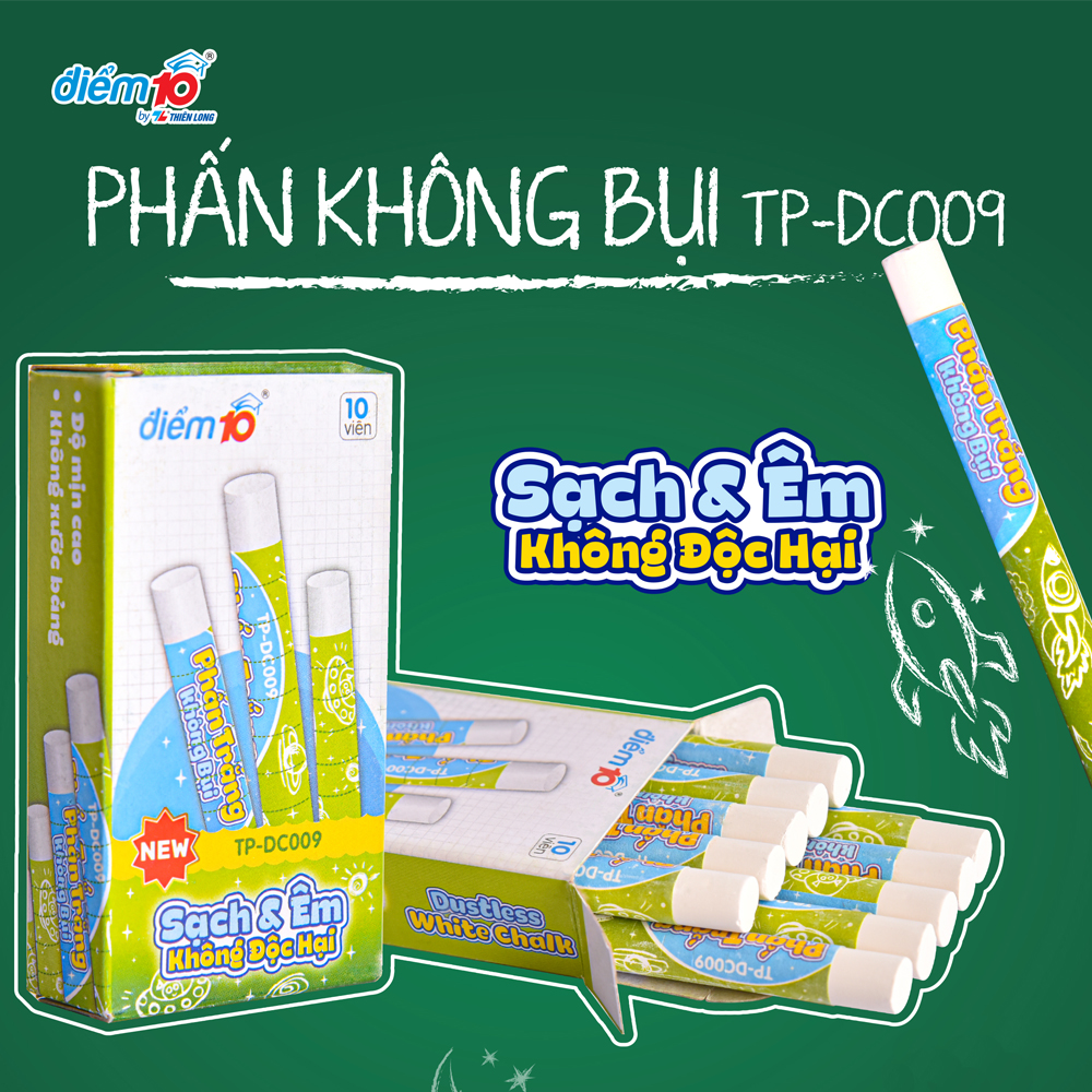 Combo 5 Hộp Phấn trắng không bụi Thiên Long Điểm 10 TP-DC009