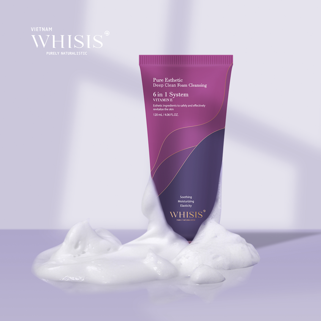 Sữa Rửa Mặt Vitamin E WHISIS Pure Esthetic Deep Clean Foam Cleansing Sạch Sâu, Da Trắng Sáng 120ml