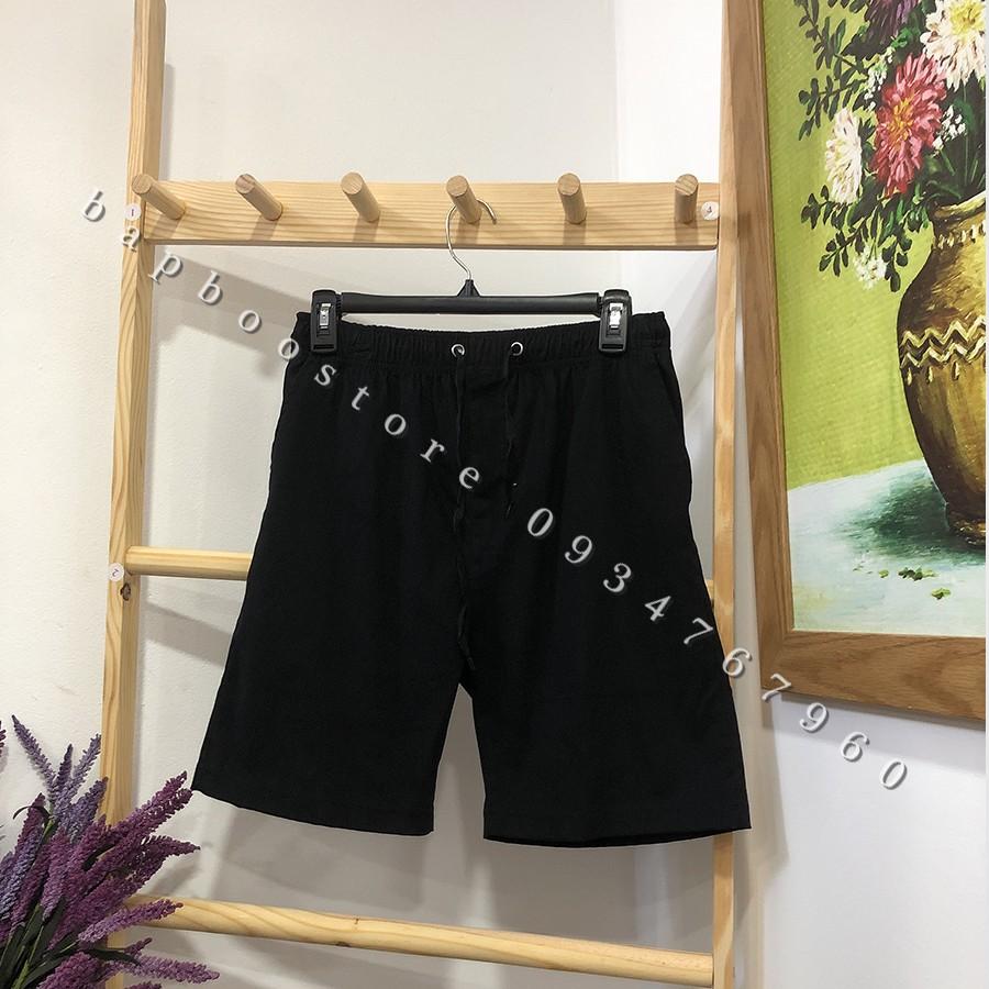 Quần ngắn kaki đen trơn , short kaki unisex lưng thun có dây rút phù hợp cho mọi lứa tuổi