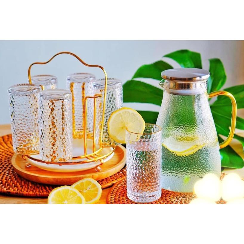 BÌNH THỦY TINH CHỊU NHIỆT LÊN ĐẾN 400 ĐỘ C BỘ 1 BÌNH 6 CỐC CAO CẤP