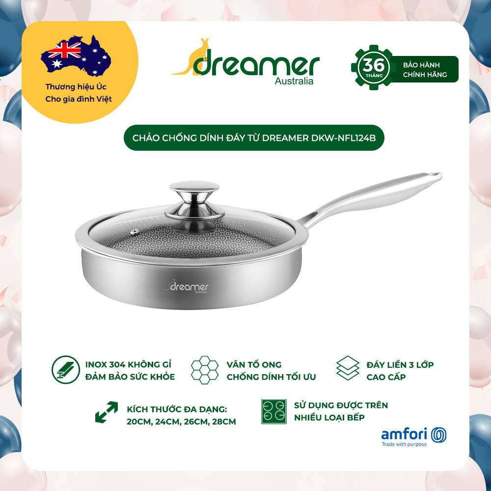 Chảo chống dính đáy từ vân tổ ong 26cm- Dreamer DKW-NFL126B