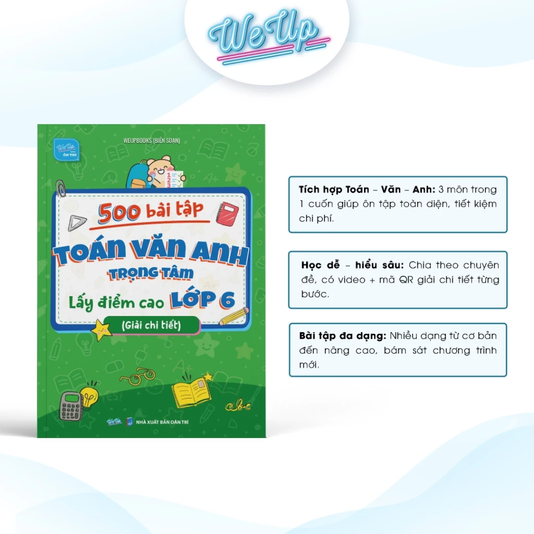 Combo 02 sách lớp 6: Sổ Mindmap 5 môn Toán Văn Anh Lí Hóa lớp 6 + 500 Bài tập Toán Văn Anh lớp 6