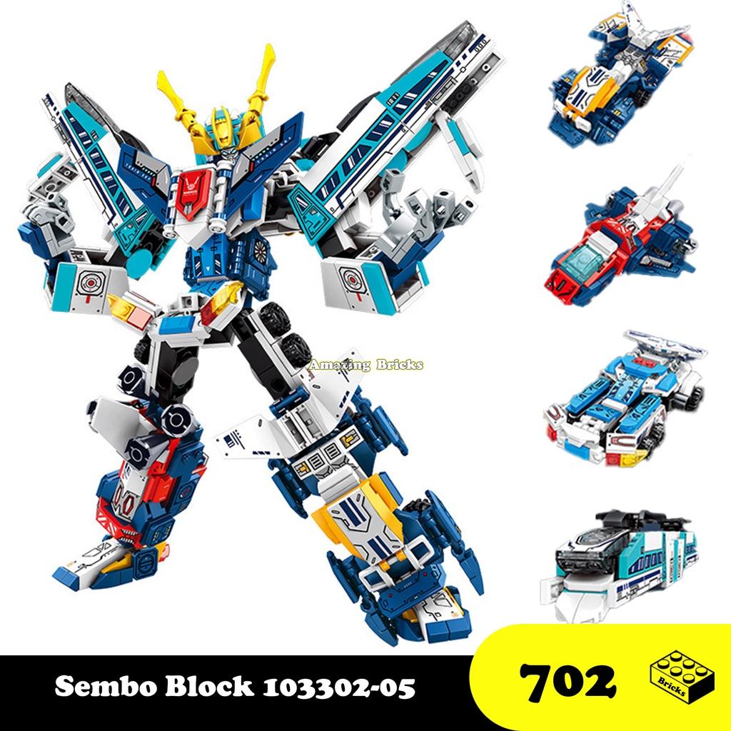 Đồ chơi Lắp ráp Robot Cảnh sát vũ trụ bộ 4 hộp, Sembo Block 103302-05 Police Robot, Xếp hình thông minh 