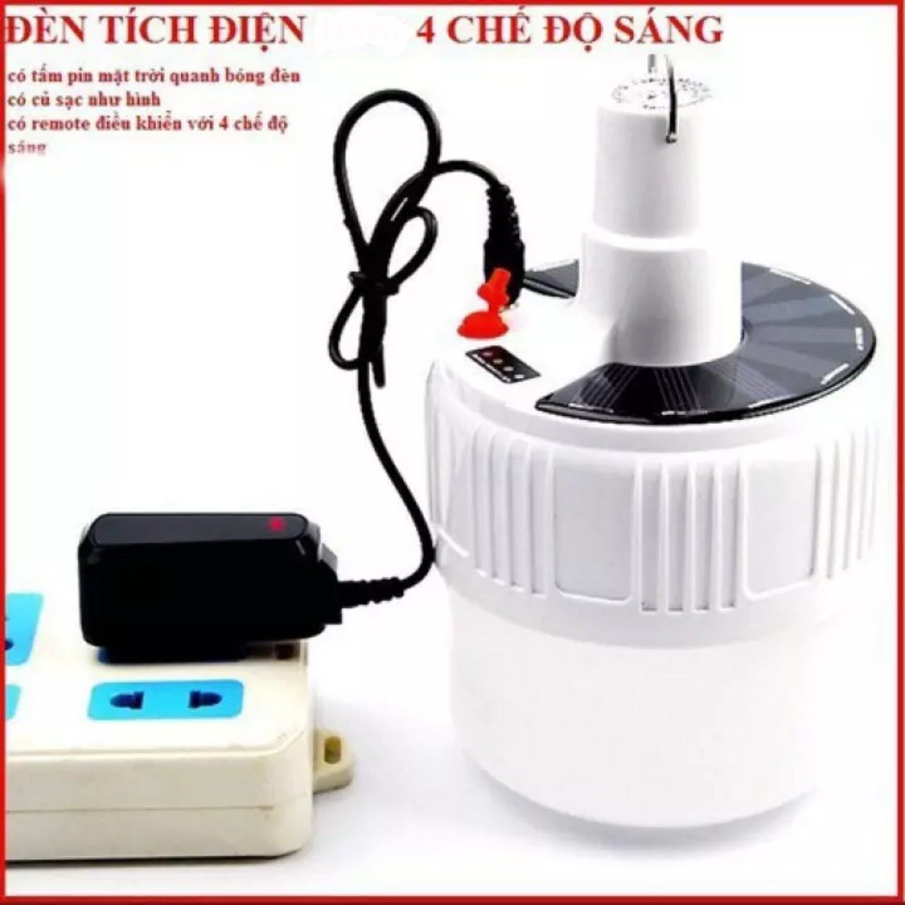 Đèn Led Tích điện Sạc Điện nguồn 5V , Công Suất 60W ánh sáng trắng - có Remote điều khiển và tấm pin năng lượng mặt trời / thích hợp đi vườn, cắm trại, picnic , khi nhà cúp điện