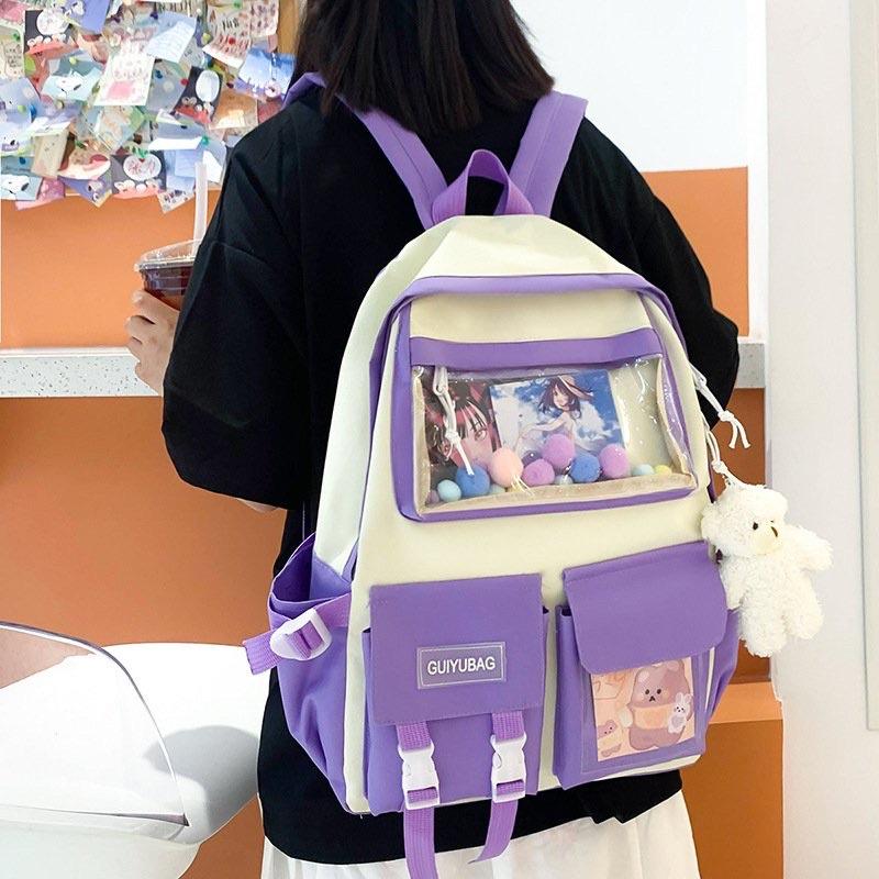 SET BALO 4 MÓN ĐI HỌC, BALO 4 MÓN THỜI TRANG NAM NỮ - GUIYUBAG MICA HỘP