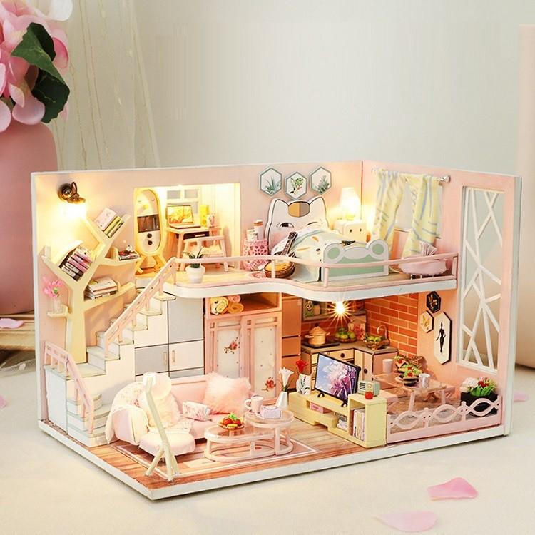 Mô hình nhà DIY Doll House Flower Story Kèm Mica Chống bụi