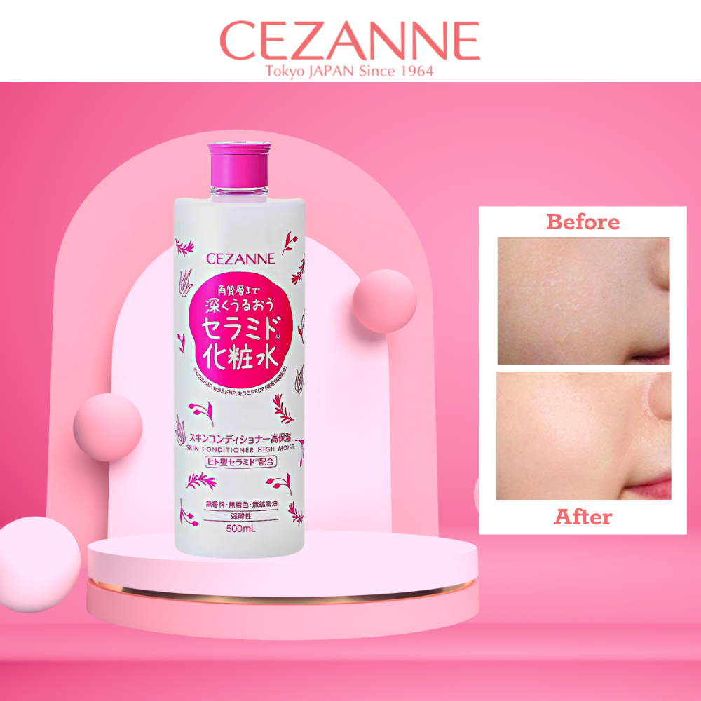 Nước hoa hồng cấp ẩm Cezanne Skin Conditioner Hight Moist Nhật Bản làm sạch, se khít lỗ chân lông 500ml