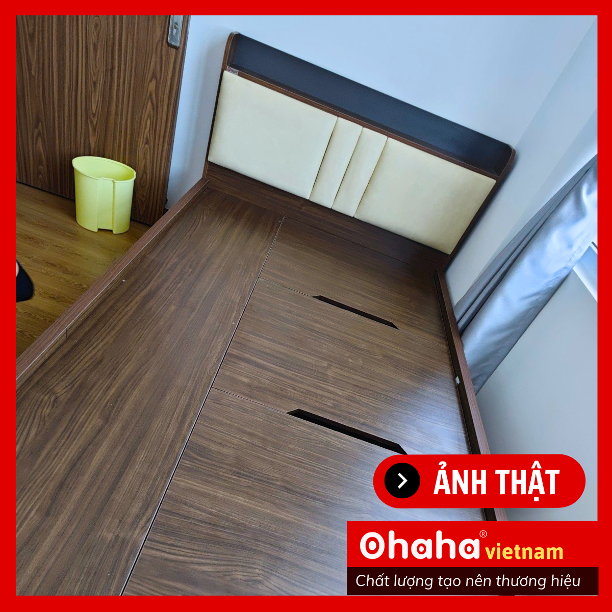 Giường ngủ gỗ công nghiệp bọc nệm OHAHA - GN001 (180cm x 200cm)