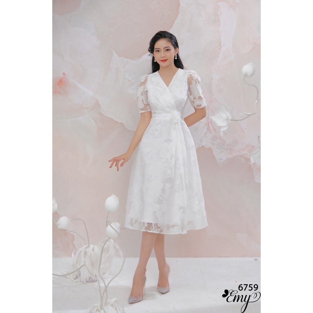 Đầm EMY EM6759 Xoè Ren Trắng
