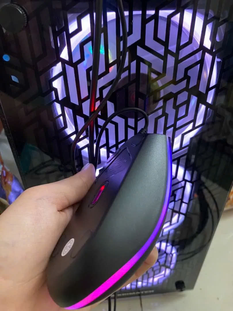 Chuột led cho máy tính Chuột có dây giá Tốt, đèn RGB 1600 DPI Đen, hoạ tiết bắt mắt Dây Dài 1m4 Thiết Kế Ôm Tay Thuận Cả 2 Tay Văn Phòng USB Cho Máy Tính Laptop Tivi - Hàng Nhập Khẩu