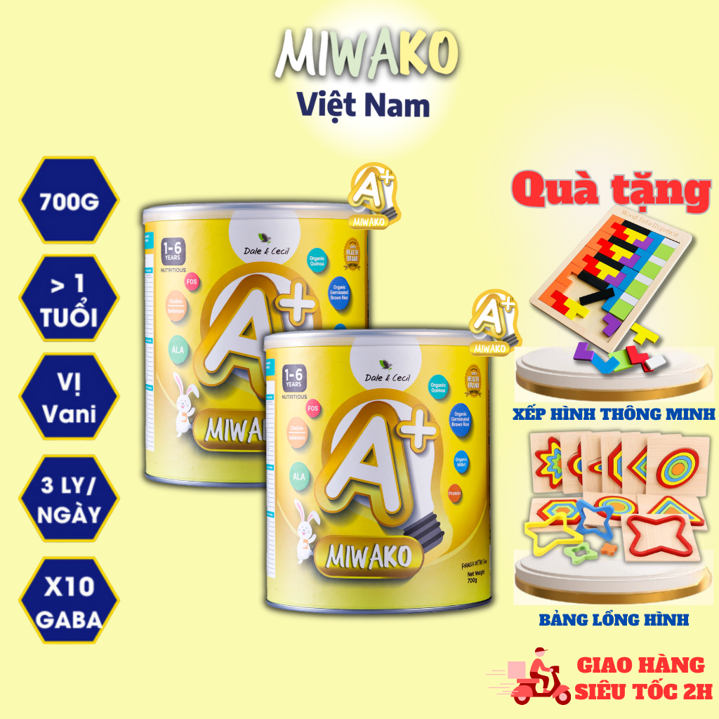 Sữa Công Thức Hạt Thực Vật Hữu Cơ MIWAKO A+ 700g Vị Vani x 2 Hộp Date 29/04/2025