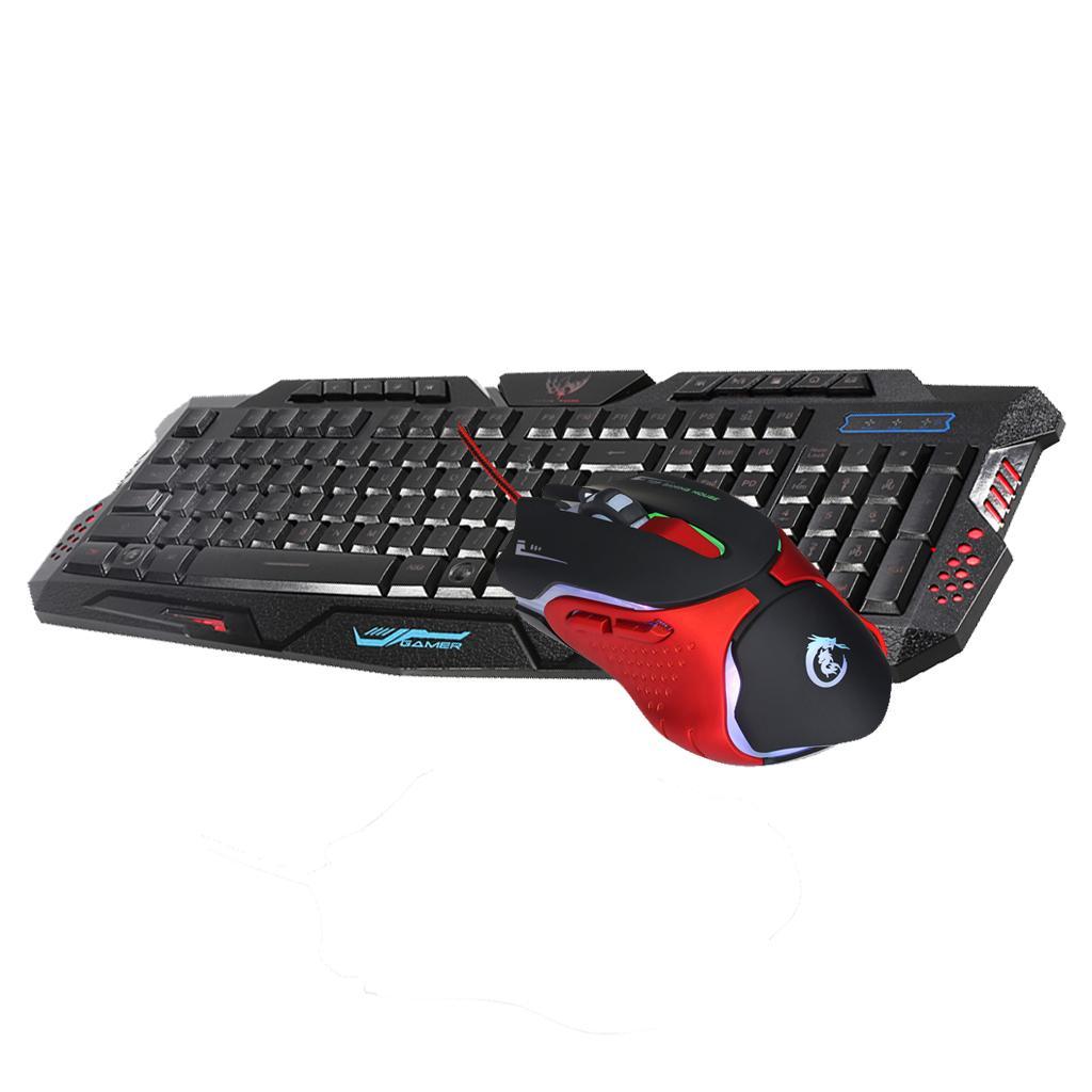 6 Buttons 3200 DPI Mouse and Ergonomic Keyboard Combo for Gaming Equipment