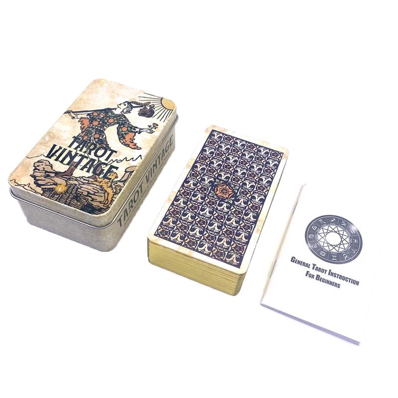 Bộ Bài Tarot Vintage 78 thẻ Mạ Vàng Hộp Sắt