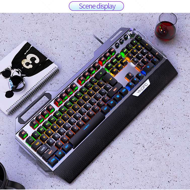 Bàn phím cơ gaming RGB SIDOTECH K100 Version 2 dòng bàn phím máy tính chơi game trục cơ học 104 phím có kê tay chống mỏi chế độ LED RGB cảm giác gõ phím thật tay tiếng gõ êm, không phải bàn phím giả cơ, nâng cấp núm xoay đa phương tiện - Hàng Chính Hãng