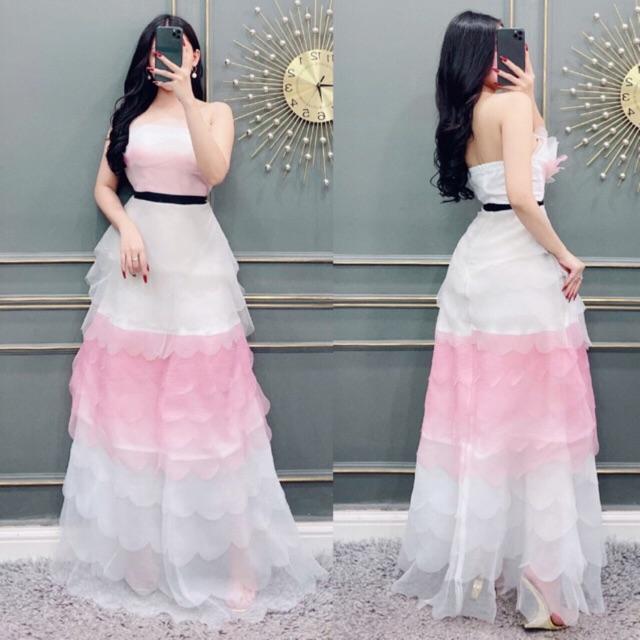 Đầm Maxi cúp voan màu xếp tầng SIÊU XINH -MS32V- Size M/L đến 58kgMM MM