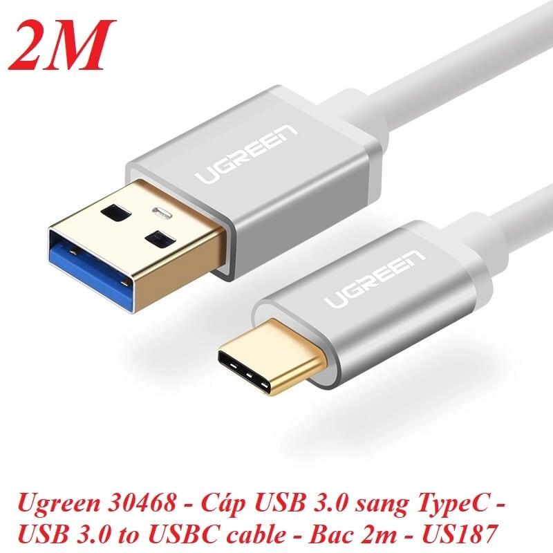 Ugreen UG30468US187TK 2M màu Trắng Cáp USB TypeC sang USB 3.0 cao cấp - HÀNG CHÍNH HÃNG