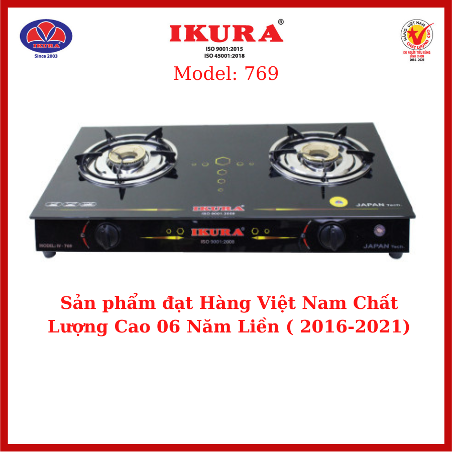 Bếp Ga Đôi Mặt Kiêng IKURA IV-769 - Hàng chính Hãng