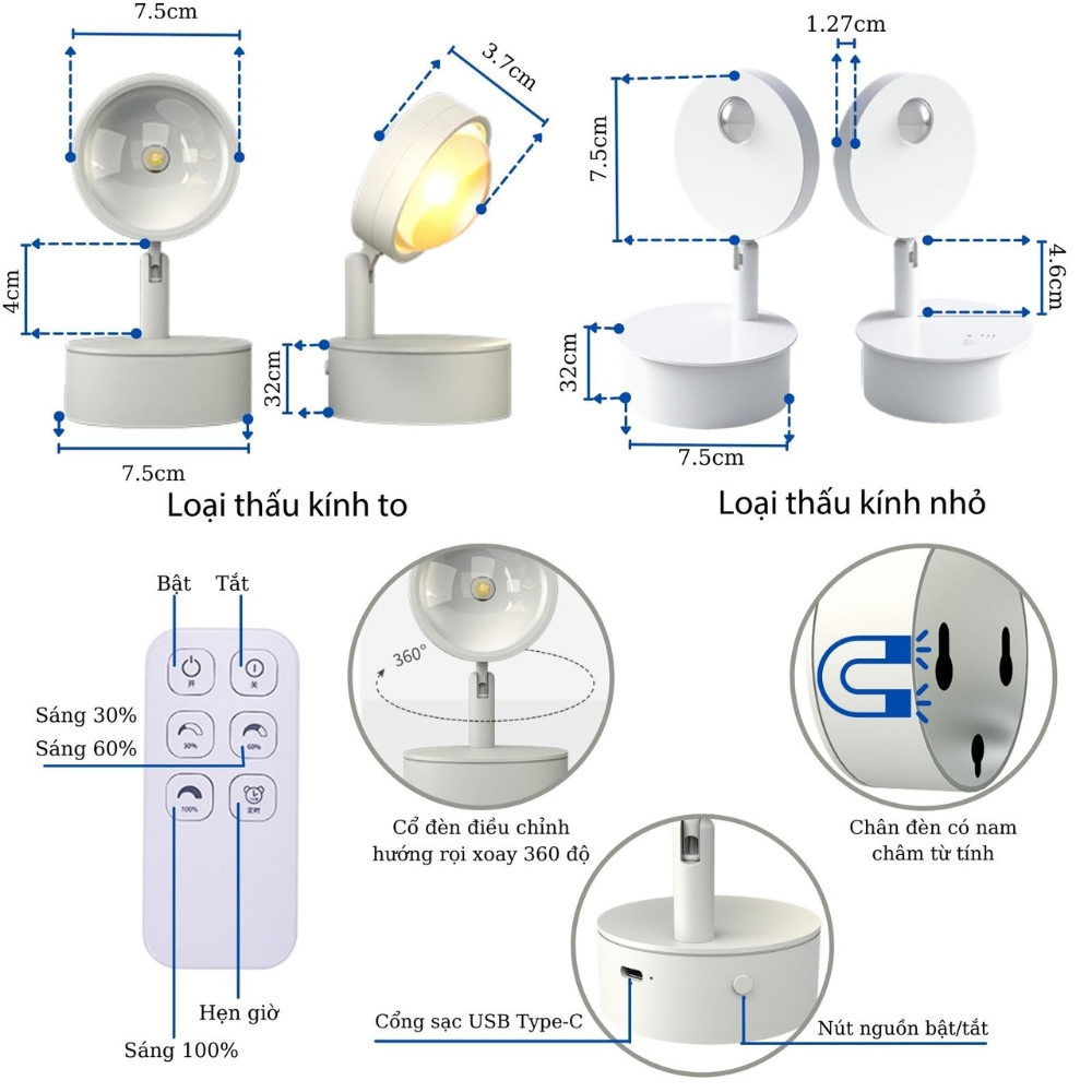 Đèn tường soi tranh, đèn spotlight cao cấp điều khiển từ xa B259