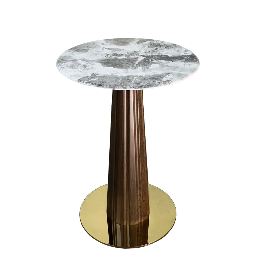 Bàn tiếp khách mặt đá TE1554-06E Nội thất Capta Mặt bàn đá pha lê tròn 60cm chân bàn sắt sơn tĩnh điện vân gỗ đế bàn inox mạ màu vàng sang trọng cao cấp nhập khẩu hcm