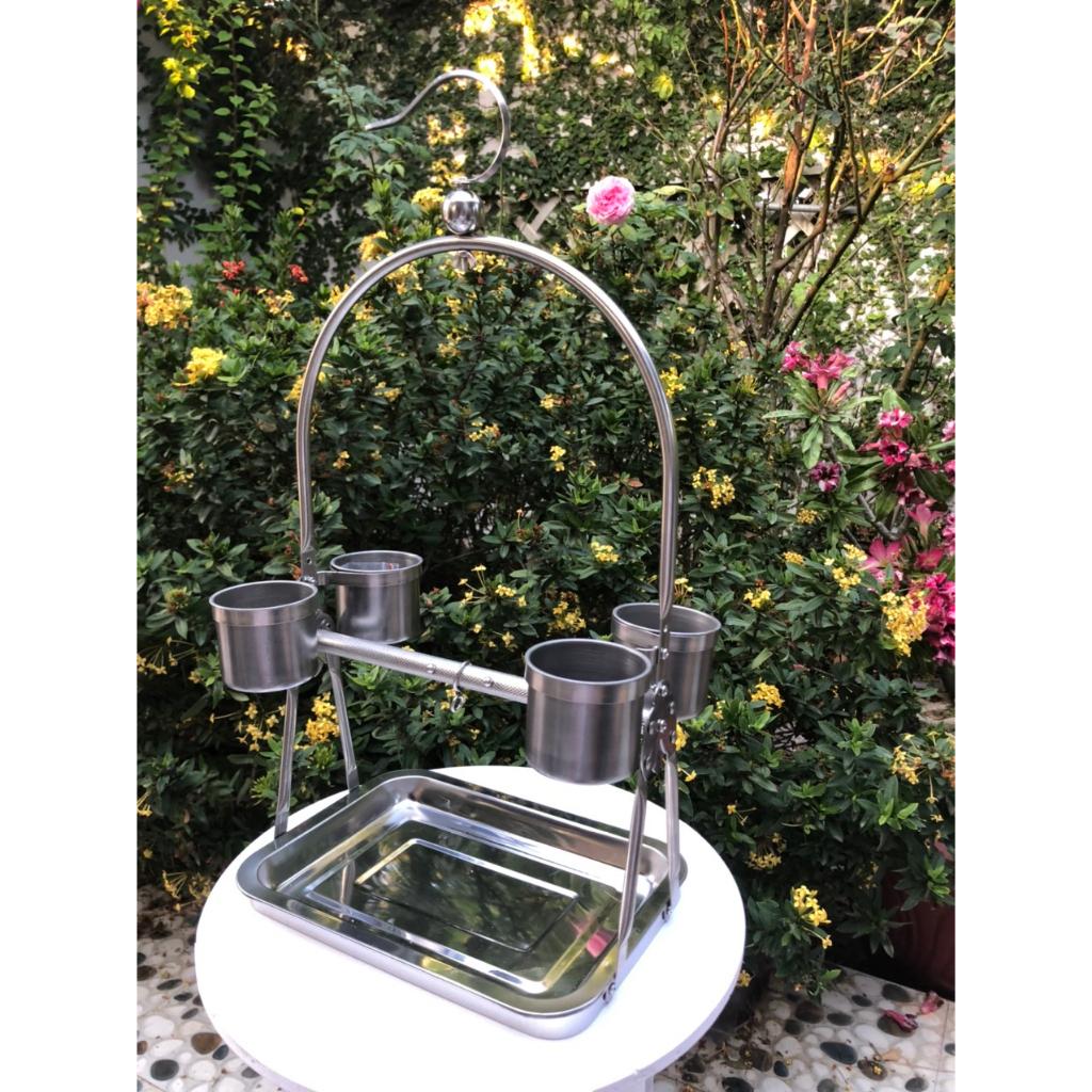 Cầu đứng nhập khẩu cho vẹt hình vòm làm bằng inox dùng cho chim, vẹt như lovebire, sun, xích, ngực hồng, lory,...