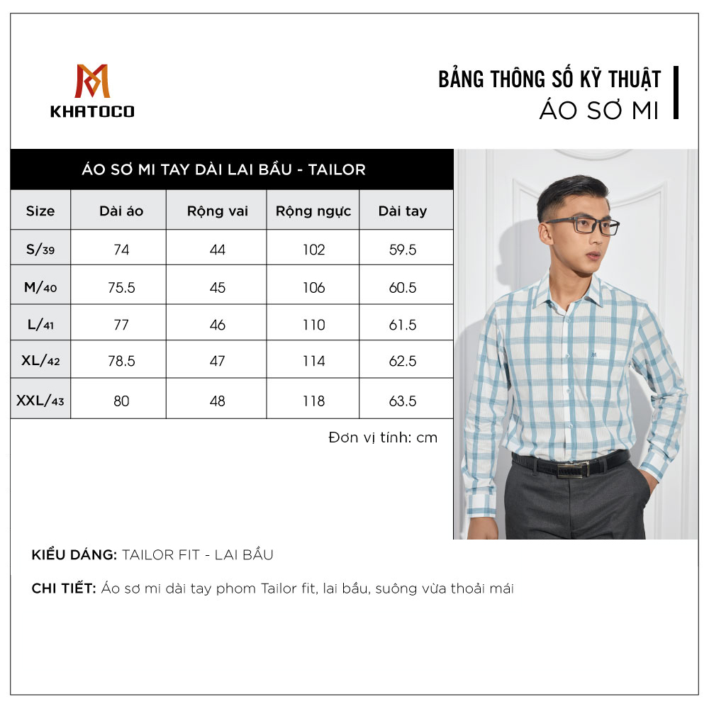 Áo sơ mi nam tay dài form suông Khatoco A1MD498T1-CNMK514-2605-D