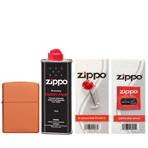 Combo 4 sản phẩm : Bật lửa Zipp Matte Pocket Lighter 231+Xăng+Đá+Bấc