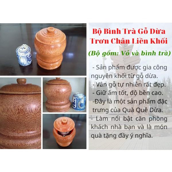 Bộ Giữ Ấm Bình Trà Gỗ Dừa Nguyên Khối Chân Đế Liền Sang Trọng- Tôn Vinh Nét Đẹp Gỗ Dừa - Bình Trà 700 - 800ml