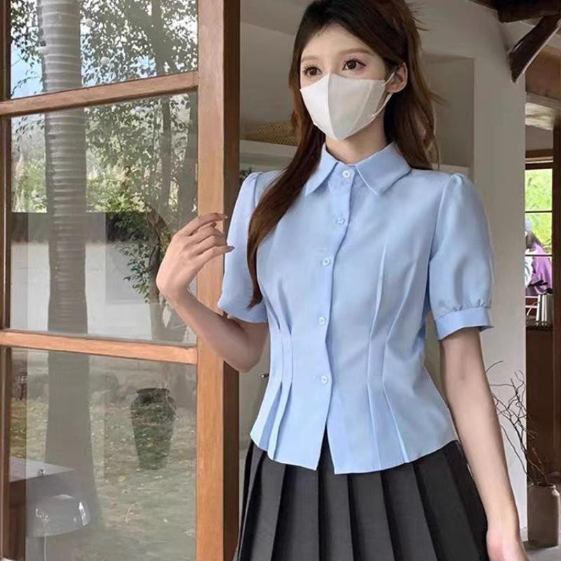 Áo sơ mi nhúm eo bigsize nữ dáng baby bo tay áo vải lụa chéo, Áo somi công sở nữ big size 58-95kg BIGSIZE CÔ NHỎ SM13