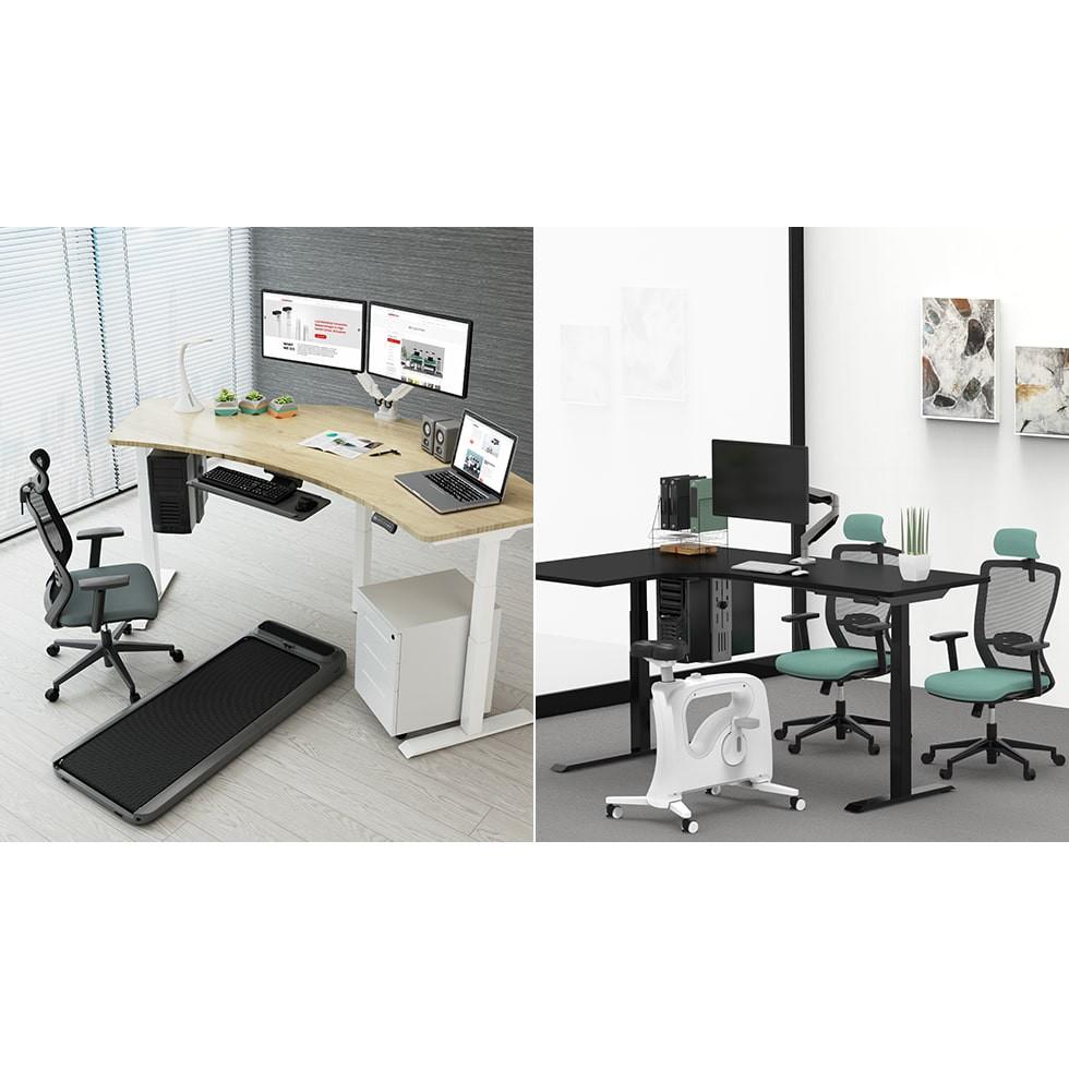 Bàn làm việc chữ L thông minh tự động điều chỉnh độ cao MS05, mặt bàn gỗ