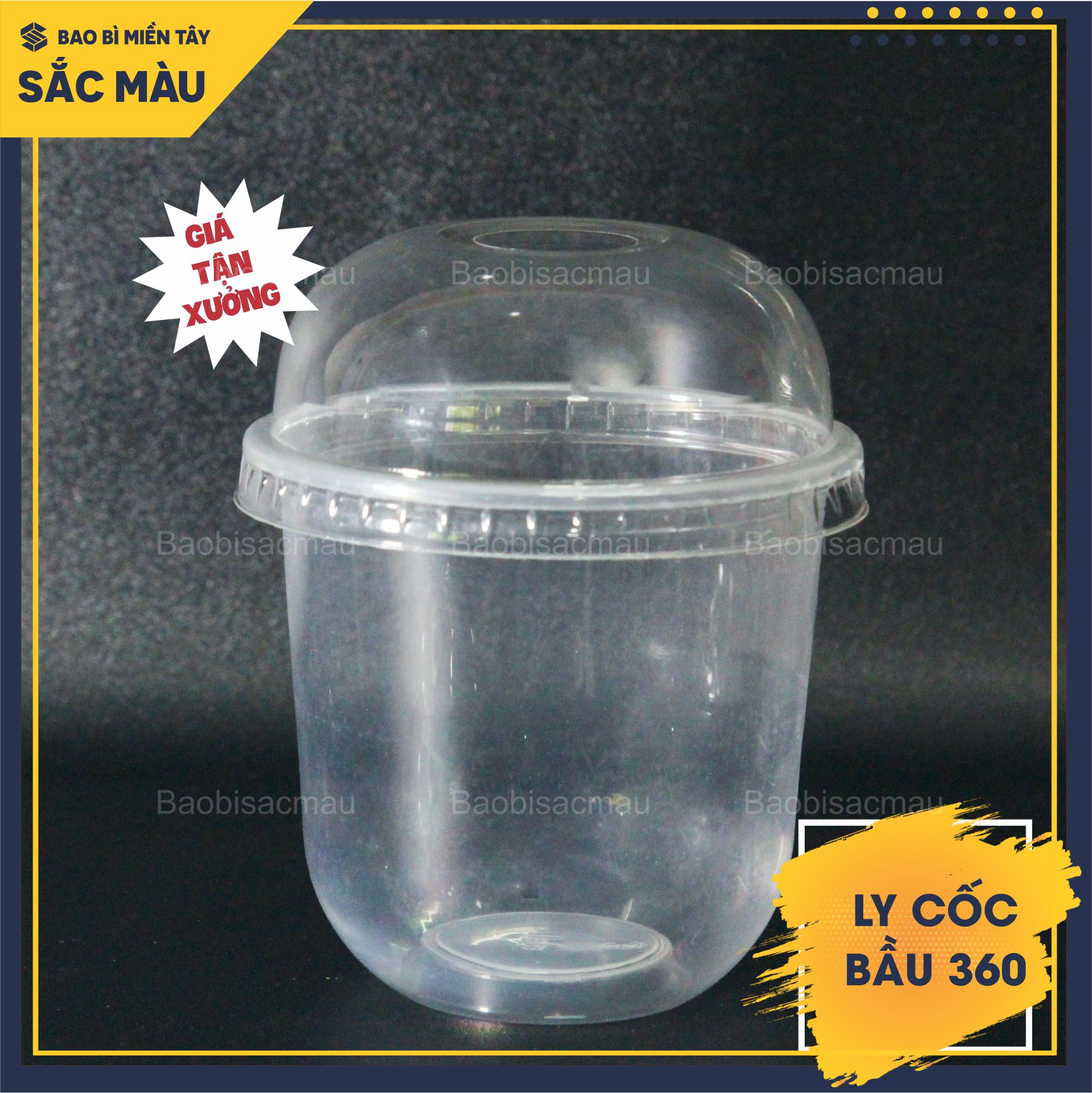 Sỉ 50 cốc nhựa/ ly nhựa đáy bầu 360 kèm nắp