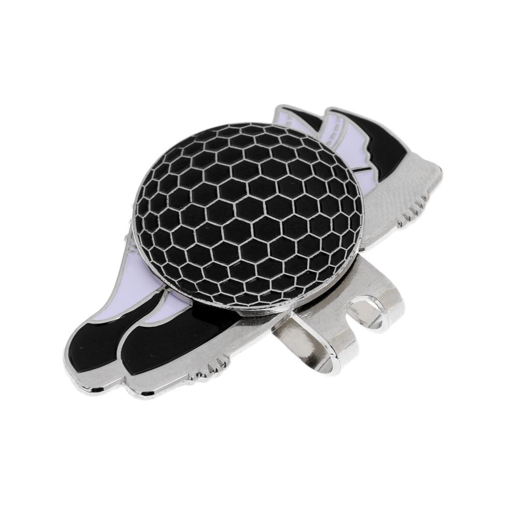 2-6pack Funny Shoe Stainless Steel Golf Hat Clip with Magnetic Ball Marker Black