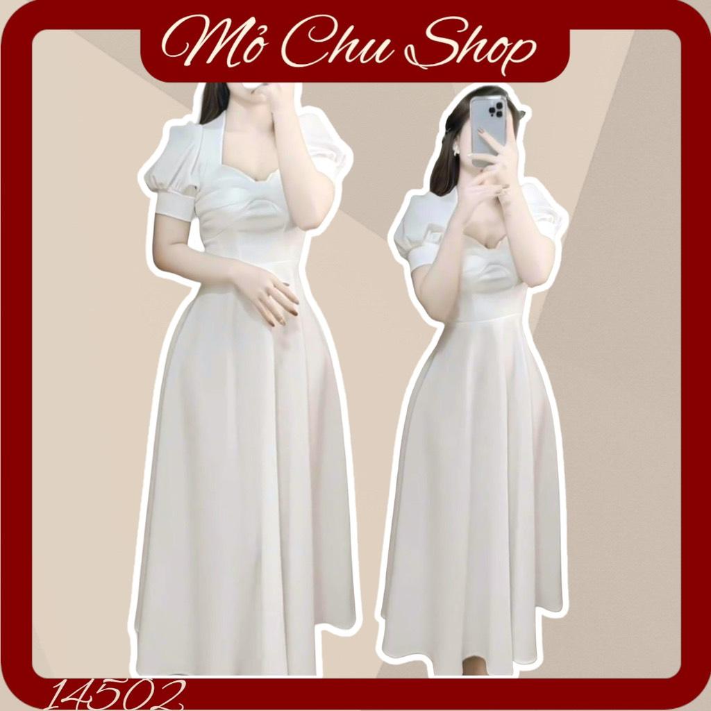ĐẦM MIDI XÒE NƠ NGỰC TAY PHỒNG  14504