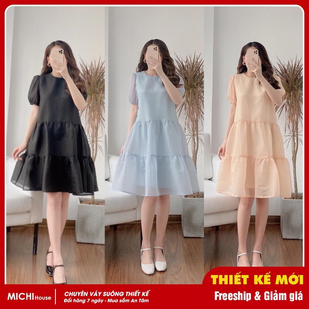 Đầm Suông Babydoll Chất Tơ Mềm MICHI House V370 Váy Xuông Ngắn Tay Dáng Rộng Che Khuyết Điểm Tốt