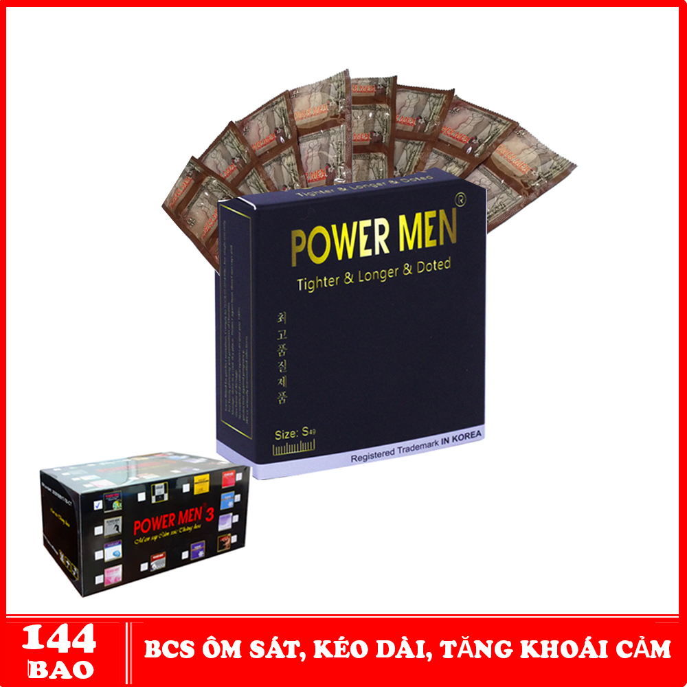 Hình ảnh Bao cao su Powermen size nhỏ ôm sát (hộp 144 cái)- Bộ 144 BCS Powermen có Gai, ôm sát, Tăng khoái cảm, Kéo dài thời gian Chính Hãng 100%