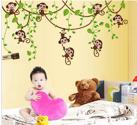 Decal dán tường Thú nhổ cà rốt và giàn khỉ - HP419
