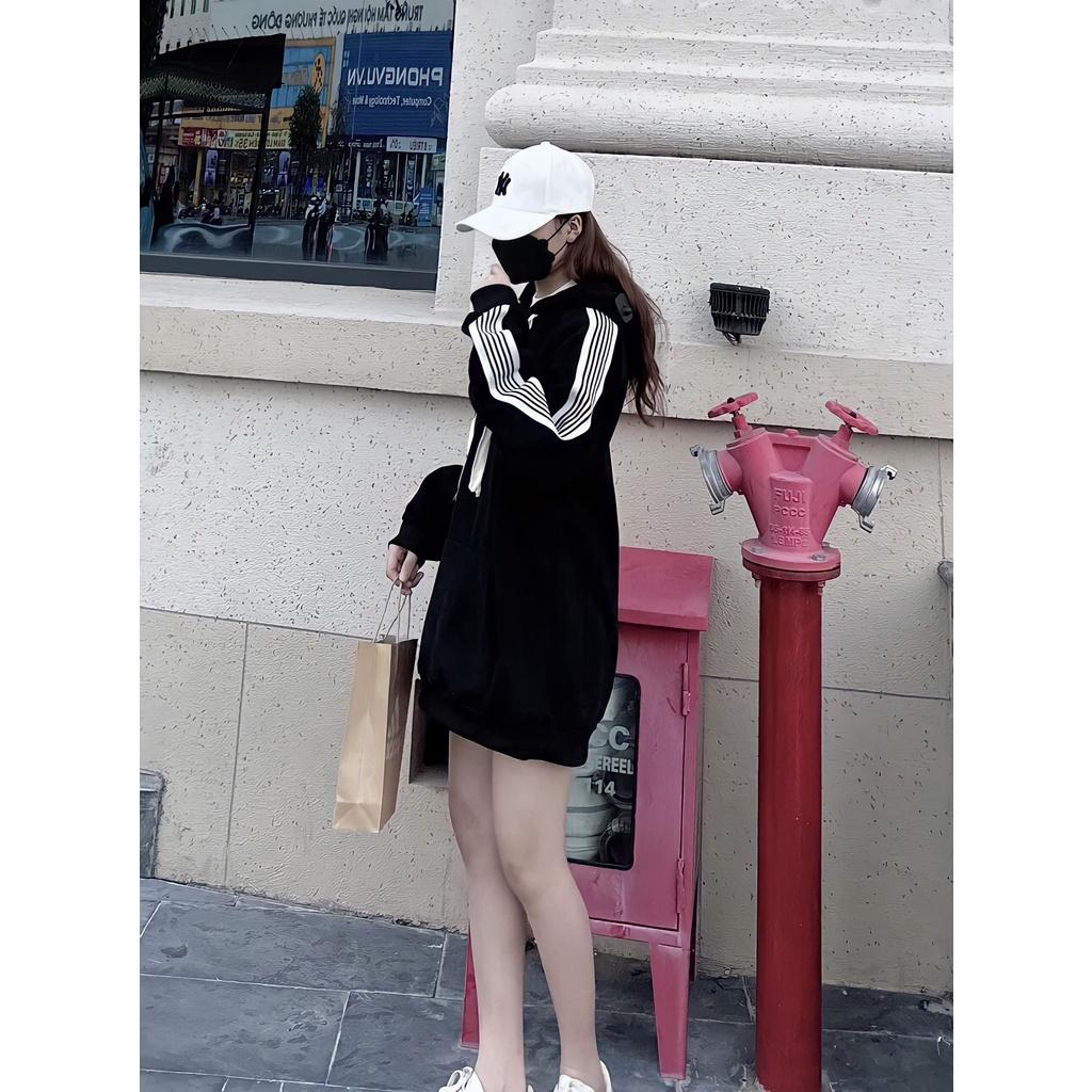 Áo Hoodie Nỉ Nam Nữ Tay Sọc In Chữ NIWNIW Mũ Trùm