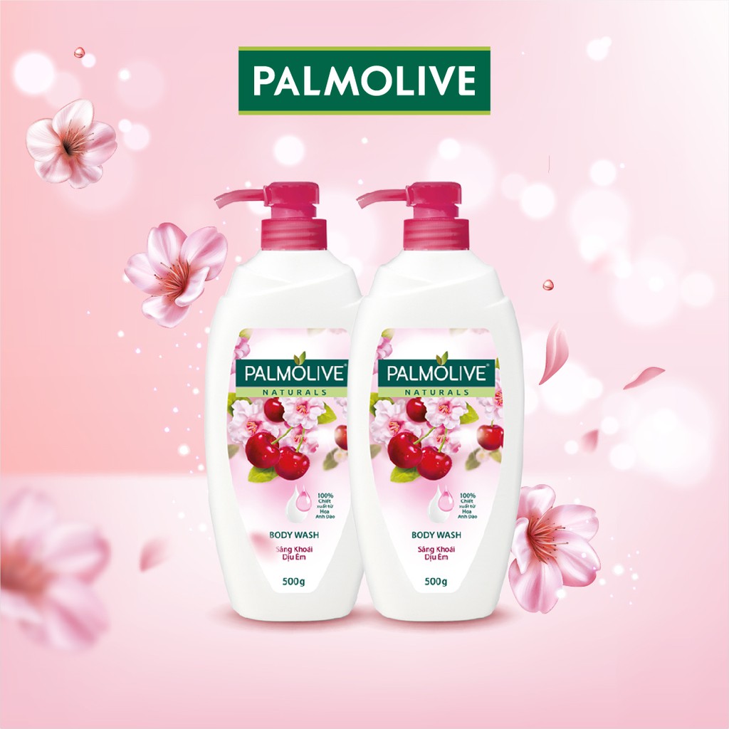 Bộ 4 Sữa tắm Palmolive Naturals chiết xuất 100% thiên nhiên 500g chiết xuất từ hoa anh đào và phong lan