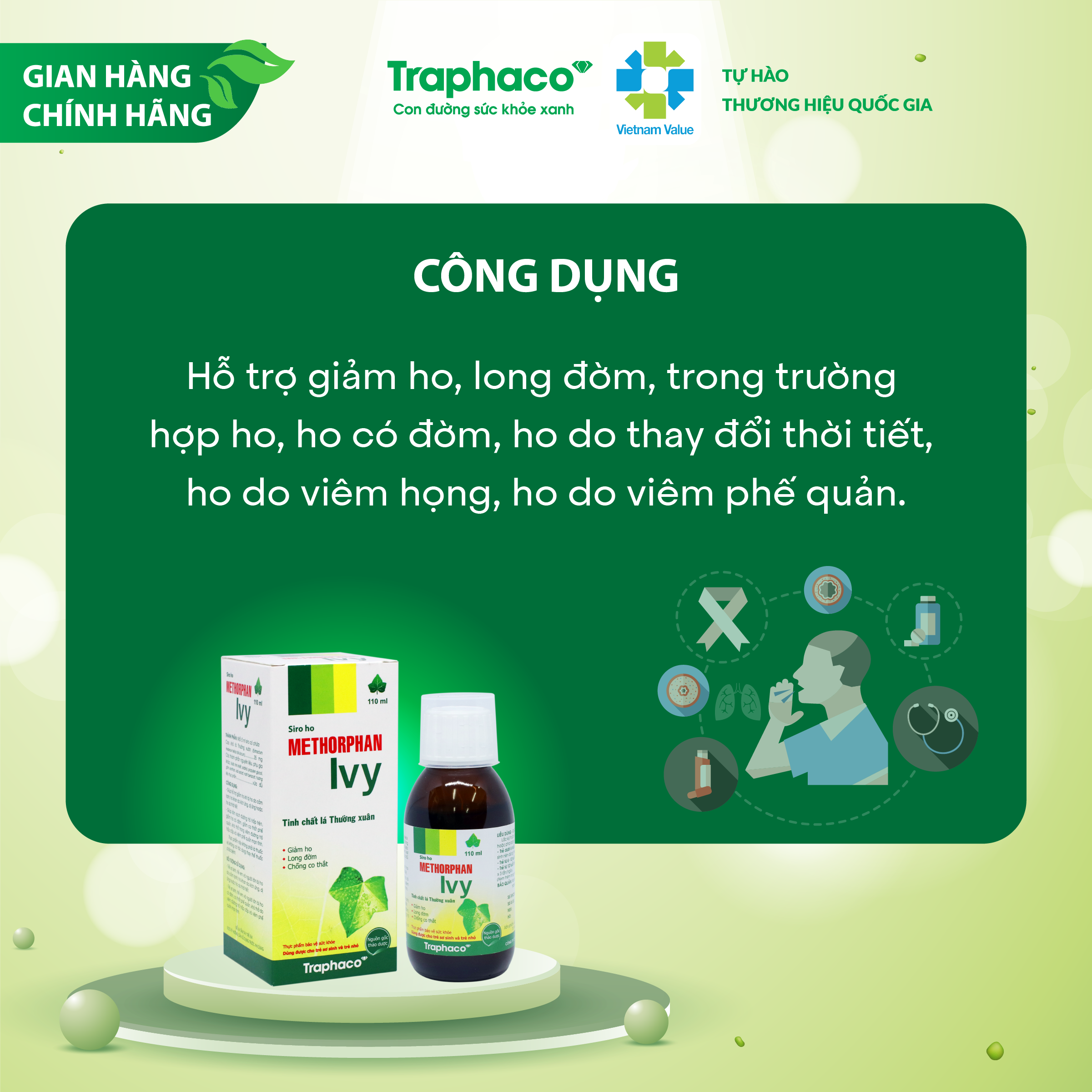 METHORPHAN IVY - GIẢM HO - LONG ĐỜM - CHỐNG CO THẮT