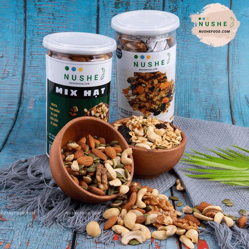 COMBO ĂN SÁNG 500gr/1hộp, NUSHEFOOD, Combo Gồm Granola 50% Yến Mạch và Mix Hạt, Ăn Kiêng Lành Mạnh, Giảm Cân Hiệu Quả