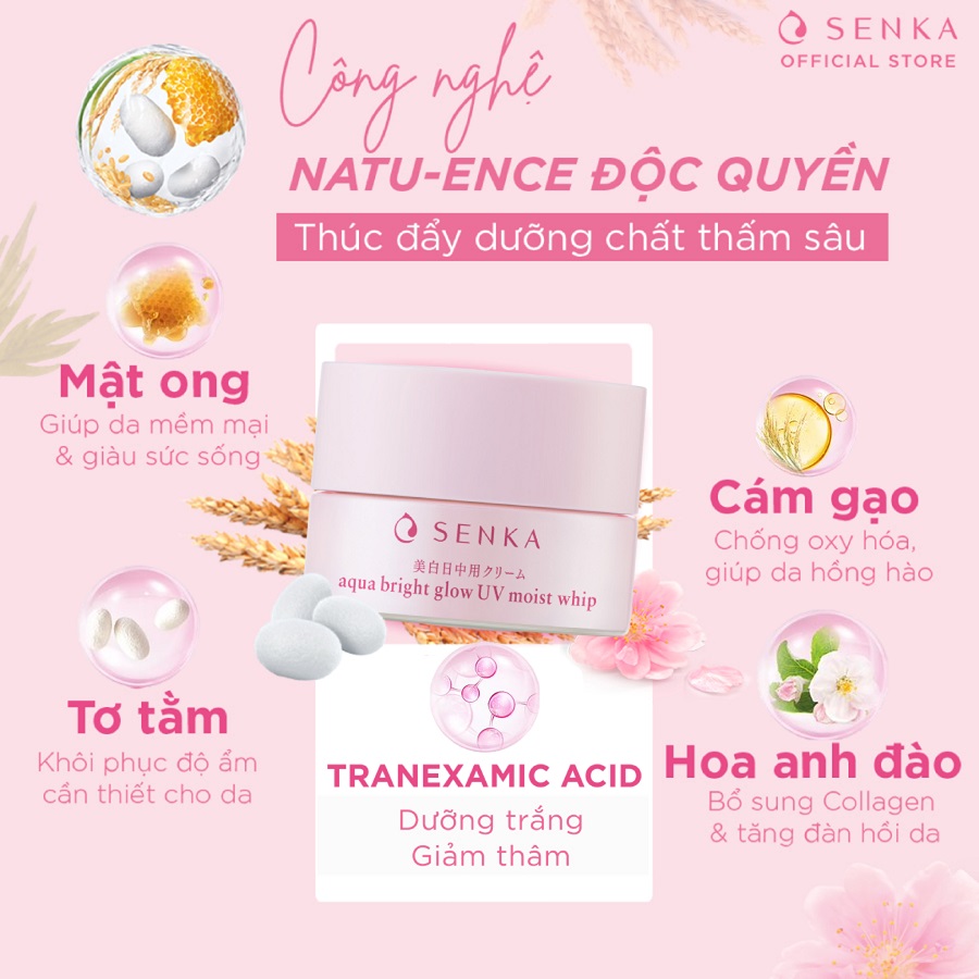 Kem Dưỡng Trắng Sáng &amp; Giảm Thâm Nám Ban Ngày Senka White Beauty UV Cream 50g SPF 25 PA ++