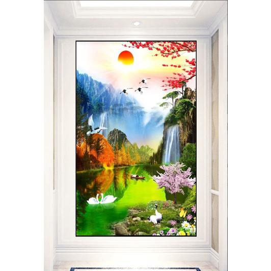 TRANH PHONG THỦY ĐỨNG TRÁNG GƯƠNG MICA  HIỆN ĐẠI SANG TRỌNG CAO CẤP 40*60/ 60*90