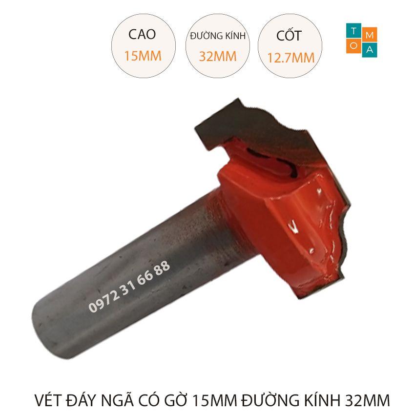 MŨI SOI GỖ - MŨI PHAY GỖ VÉT ĐÁY NGÃ CÓ GỜ CAO 15MM ĐƯỜNG KÍNH 32MM, CỐT 12.7 MM HÀNG VIỆT NAM CHẤT LƯỢNG CAO