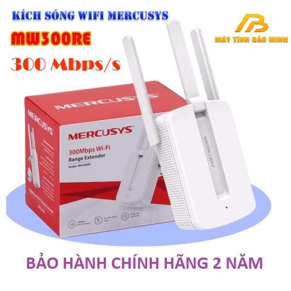 Bộ kích sóng wifi Mercusys MW300re 3 râu cực mạnh,Kich wifi,cục hút wifi,kích sóng wifi hàng  - Hàng Chính Hãng