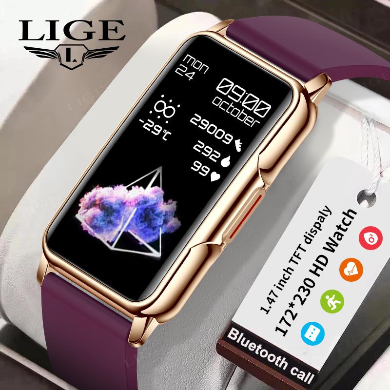 LIGE Đồng Hồ Thông Minh Nam Nữ Bluetooth Kết Nối Điện Thoại Âm Nhạc Tập Thể Hình Vòng Tay Thể Thao Theo Dõi Giấc Ngủ Đồng Hồ Thông Minh Smartwatch 1.47 Inch Nam Nữ