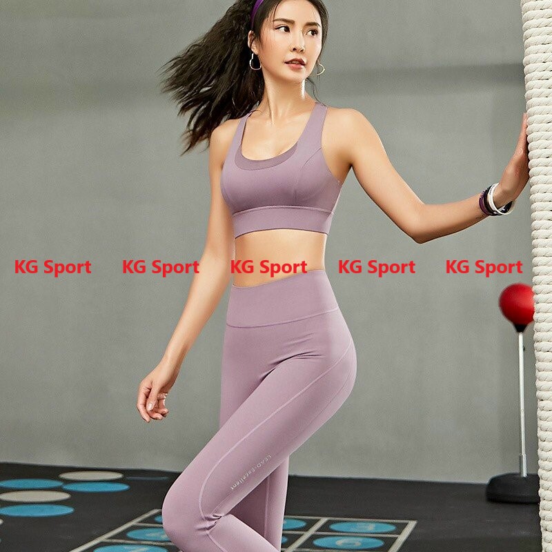 Bộ Đồ Tập Gym Tập Yoga Nữ Chất Vải Cao Cấp Áo Bra Khóa Gài Quần Cạp Cao Nâng Mông Tôn Dáng