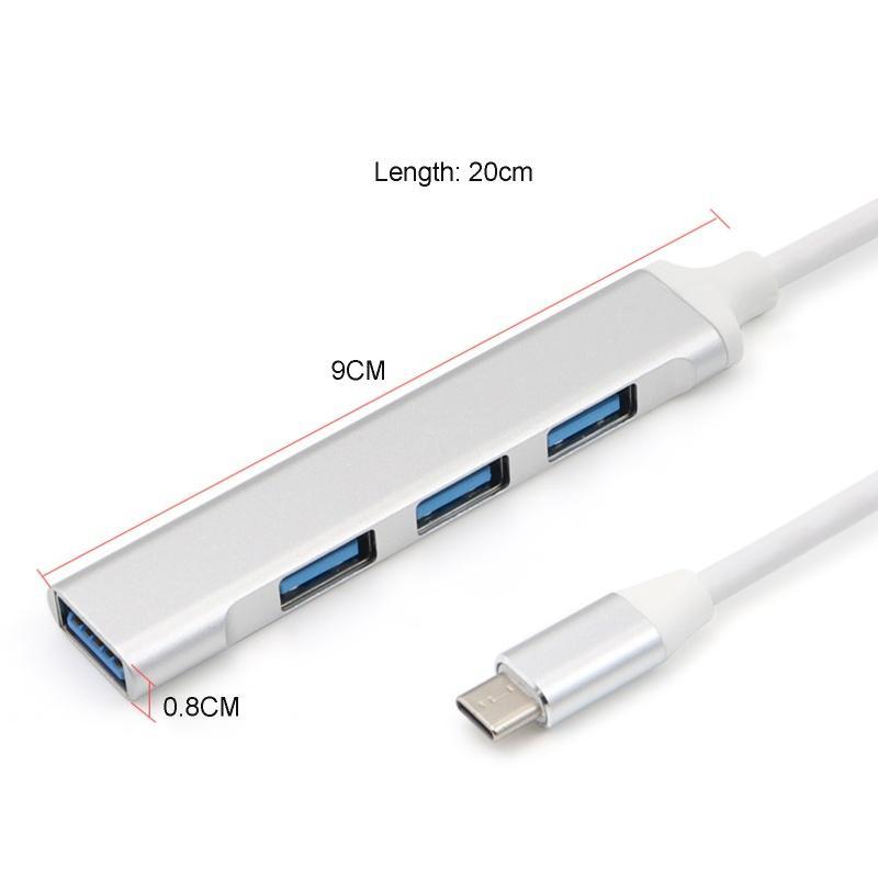 Bộ Chia 4 Cổng Usb Type C Sang 3x Usb 2.0 + Usb 3.0 Cho Laptop / Máy Tính / Điện Thoại / Máy Tính Bảng