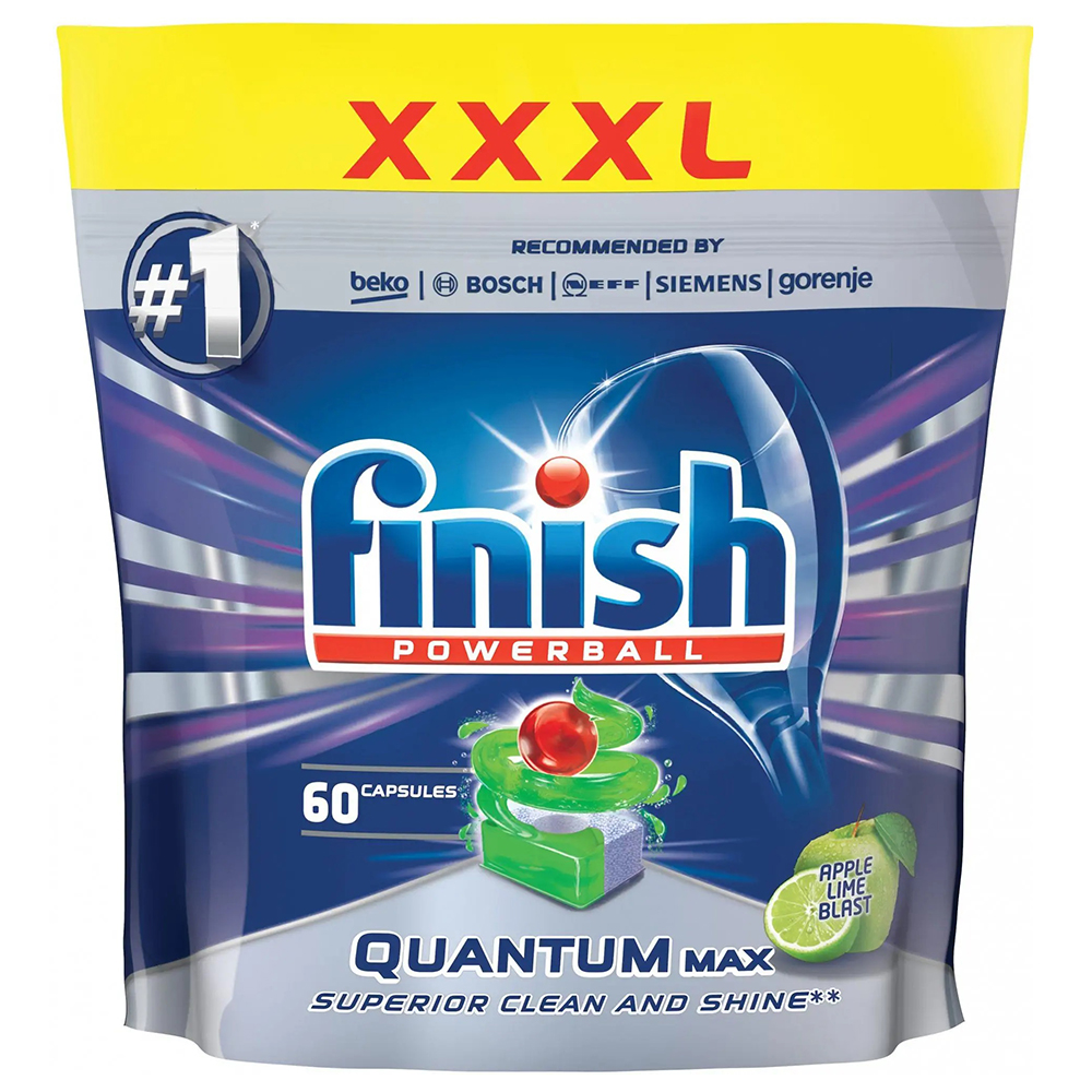 Túi 60 viên rửa bát Finish Quantum Dishwasher Tablets Apple Lime Blast QT025461 - hương chanh, táo
