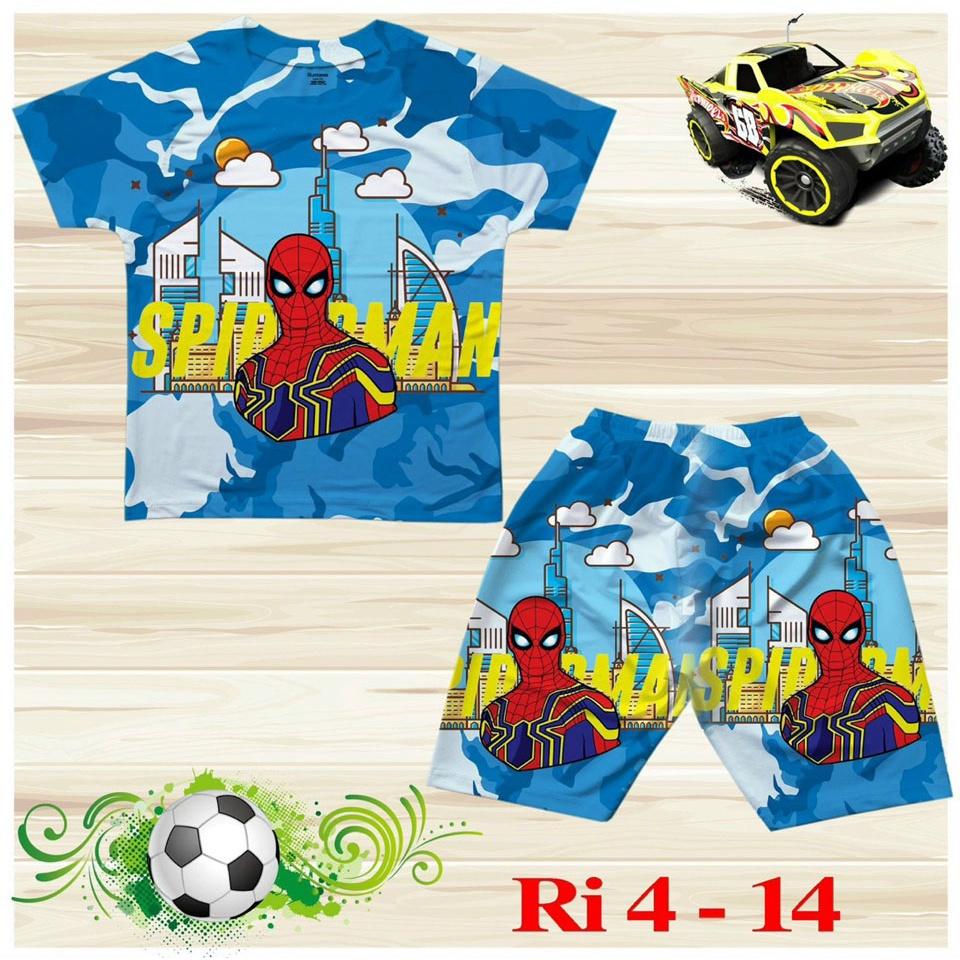 Bộ thun cotton lạnh mềm mát loại 1 họa tiết paw patrol spiderman siêu nhân bé trai